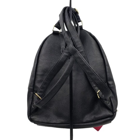 Betsey Johnson Tuxedo Cat Faux Fur Backpack Zip Around Black White Gold Hardware - Picture 6 of 12